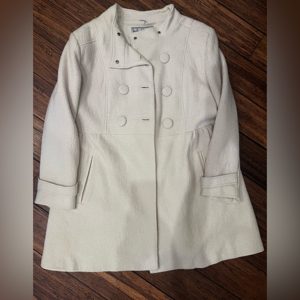 Vintage inspired cream wool peacoat size 16-18